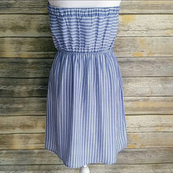 NWT Monteau Striped Strapless Dress - Picture 2 of 5